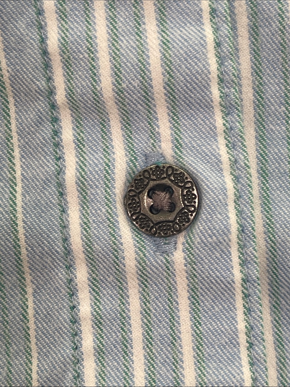 Noble Outfitters Blue White Striped Sleeveless Western Button Up Shirt Size XL - Picture 12 of 13